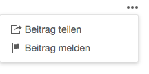 Button für weitere Optionen, Beitrag melden